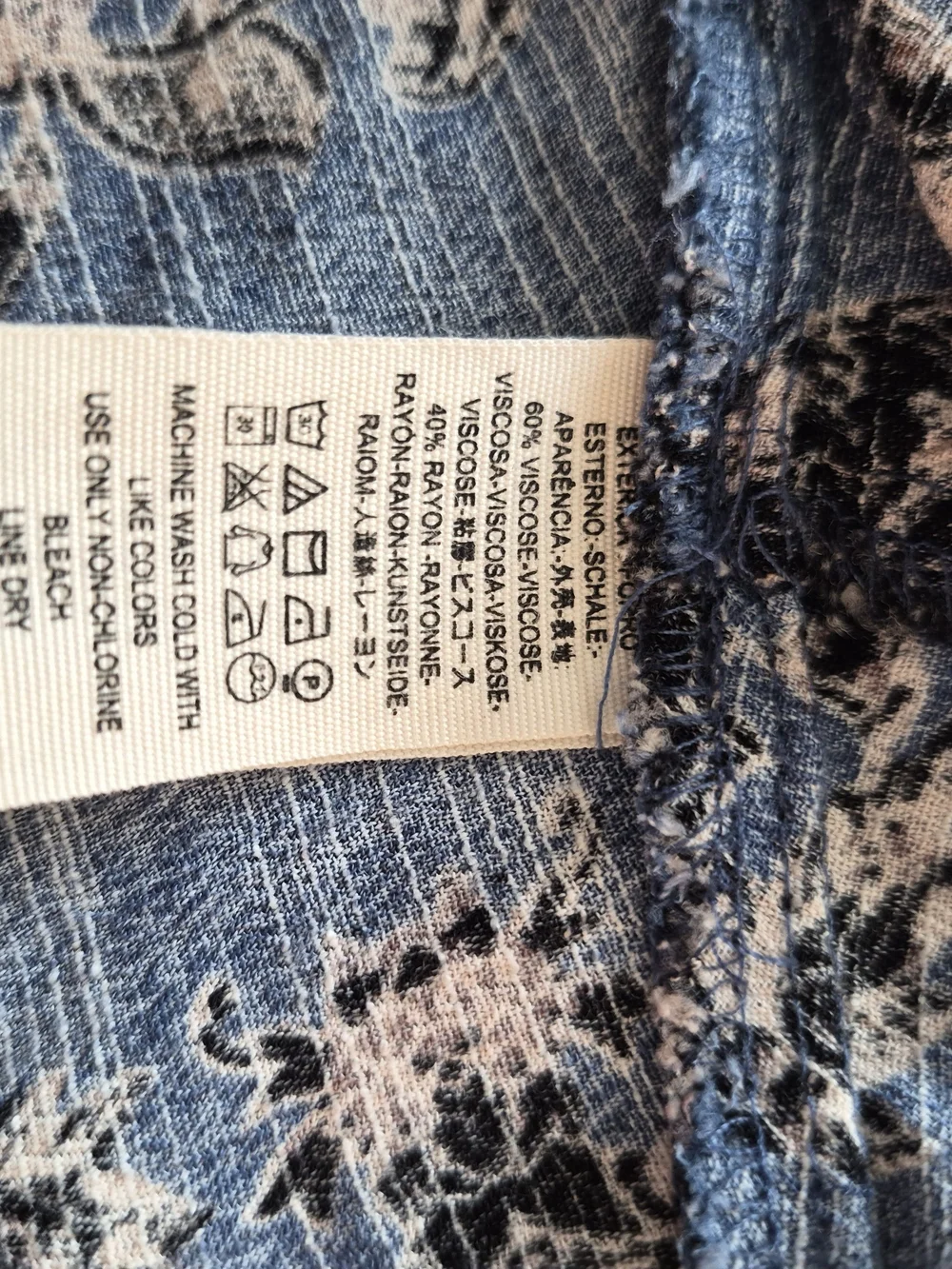 Free People Blue Printed Long Sleeve Backless Fit & Flare Dress S